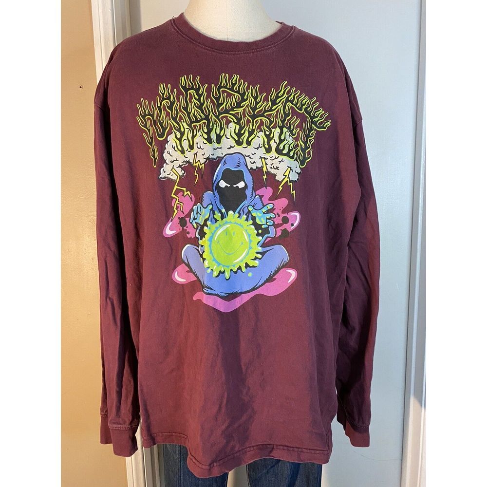 Market T-Shirt Long Sleeves Smiley The Alchemist  Grim‎ Reeper XL Burgundy
